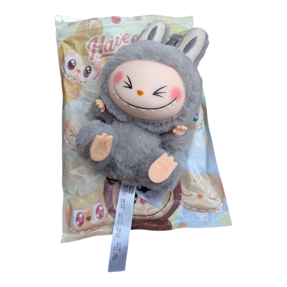 Pop Mart The Monsters Have a Seat Hehe Plushie Gray Bunny Keychain Plush Kawaii